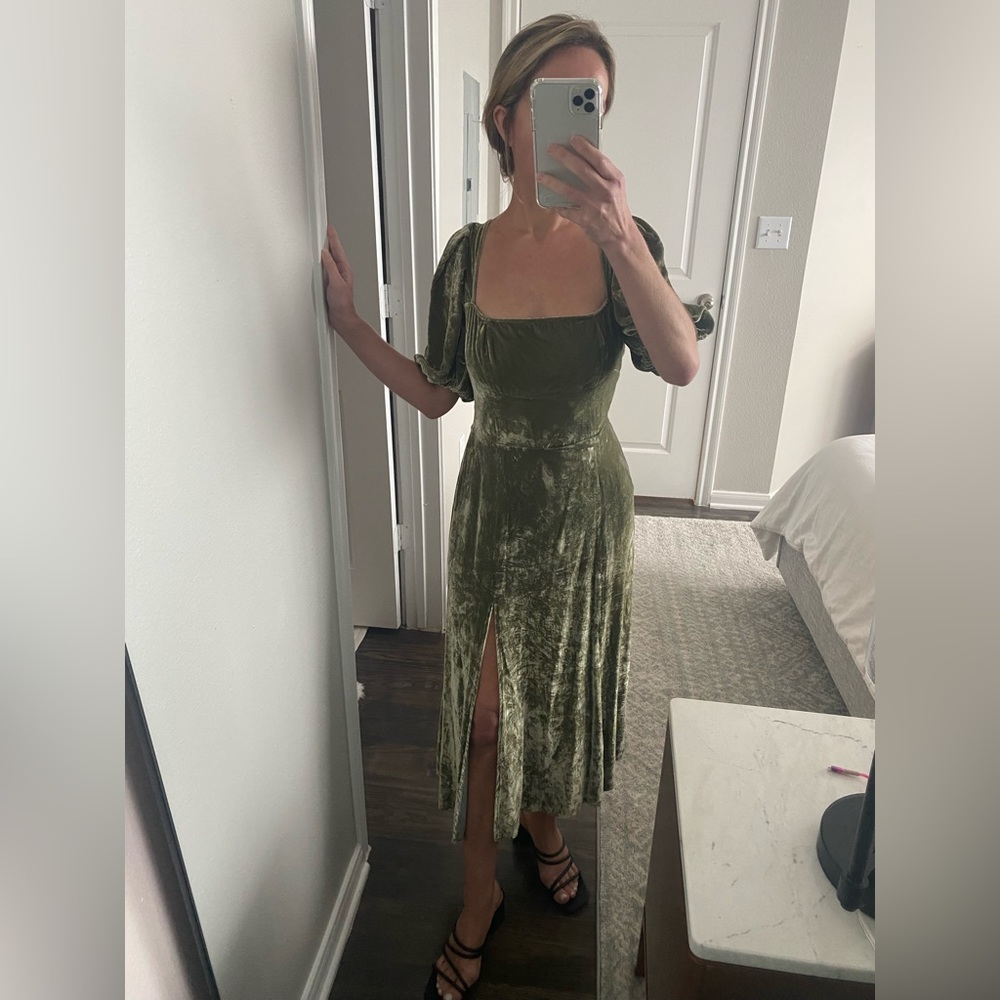 Reformation green velvet dress